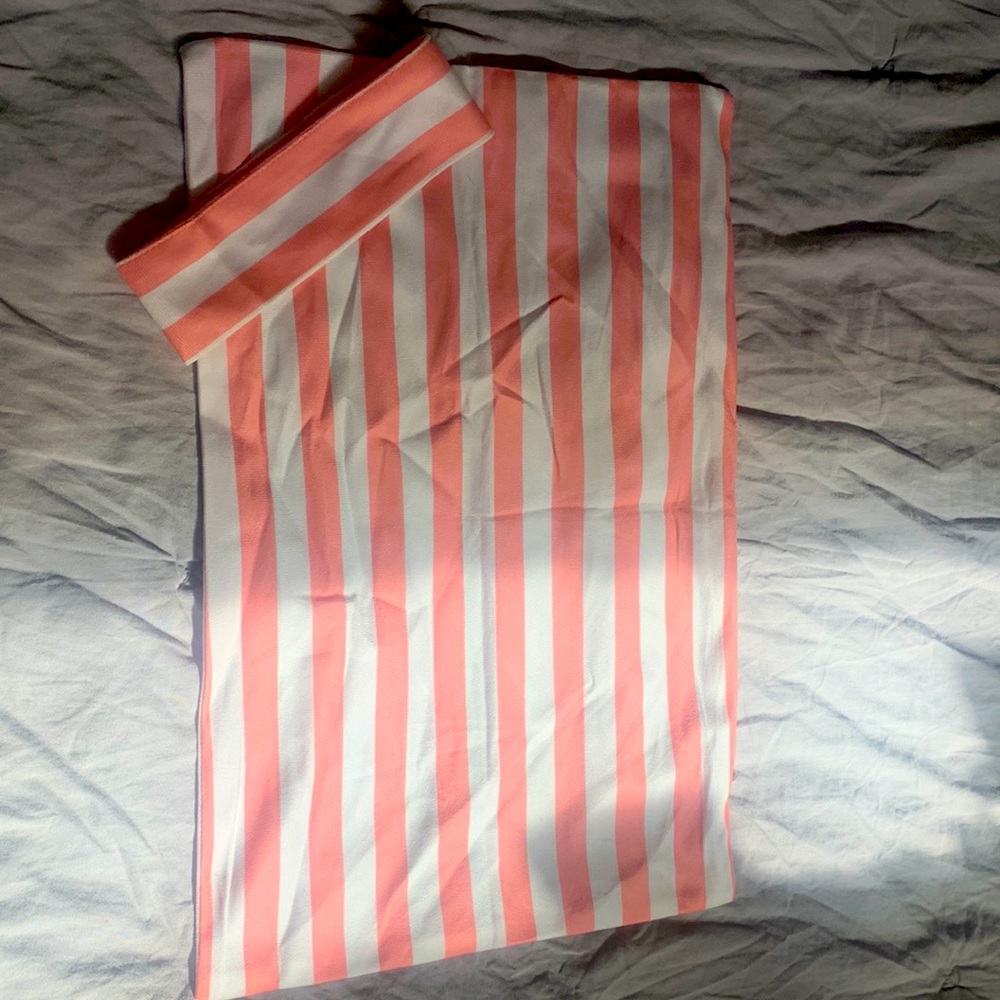Pink and white striped pillow case • small